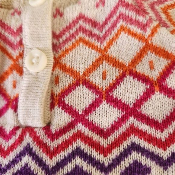 Old Navy 0-3 month sweater dress cream fair isle balloon sleeve cotton - Picture 3 of 5